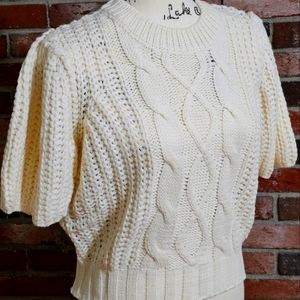 Puff Short Sleeve Cable Knit Sweater